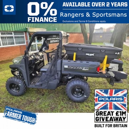 Polaris Ranger SP 570 (EU) with Half Cab Kit and Sno-Way RVB 500 Vehicle Mounted Spreader